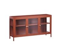 Beliani Commode Moderne en Acier Étagères avec 3 Portes Verre Sécurité Marron Doré Newport