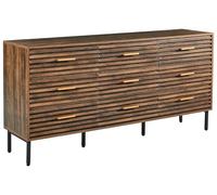 Beliani Commode Moderne en MDF à 9 Tiroirs Pieds en Fer Meuble de Salon Chambre Marron Foncé Keith