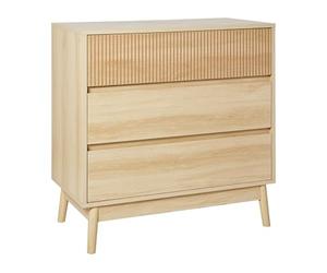 Beliani Commode Moderne MDF avec 3 Tiroirs Pieds en Pin Bois Clair Wales