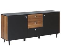 Beliani Commode Noire et Bois Foncé avec 2 Compartiments à Portes et 3 Tiroirs Spacieux pour Chambre ou Salon au Design Minimaliste et Industriel
