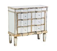 Beliani Comode au Design Victorien avec Surface en Effet Miroir et Quelques Finitions Dorées composé de 6 Tiroirs au Style Glamour