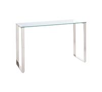 Beliani Console Argentée en Acier et Verre Trempé 75 x 40 cm Moderne Glamour Couloir Tilon