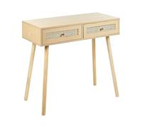 Beliani Console Claire en Rotin à 2 Tiroirs Design Scandinave Bureau Minimaliste Odell