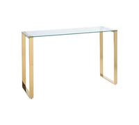 Beliani Console Dorée en Acier et Verre Trempé 75 x 40 cm Moderne Glamour Couloir Tilon