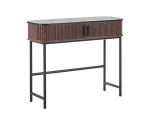 Beliani Console Moderne à Portes Coulissantes Contours Planchettes Bois Sombre Rétro Jose