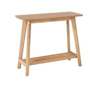 Beliani Console Rectangulaire en MDF et Bois d'Hévéa Peint 90 x 40 x 75 cm avec Etagère Marron Clair Tulare