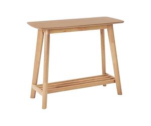 Beliani Console Rectangulaire en MDF et Bois d'Hévéa Peint 90 x 40 x 75 cm avec Etagère Marron Clair Tulare