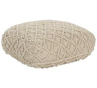 Beliani Coussin de Siège de Sol en Coton Carré à Motif Macramé 50 cm Beige Berrechid