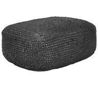 Beliani Coussin de Sol en Jute EPS 70 x 40 x 20 cm Ottoman Noir Isarda