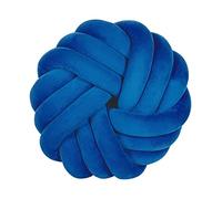 Beliani Coussin Décoratif Noeud Bleu Fait Main en Grosse Mailles de Laine XXL Polyester pour Décorer Un Canapé ou Un Lit