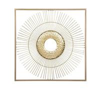 Beliani Décoration Murale avec Cardre en Métal de Forme Carrée 50 x 50 cm au Motif Solaire Doré pour Salon de Style Moderne