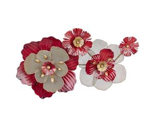 Beliani Décoration Murale Moderne à Suspendre Fleurs Rouges Pièce d'Accent Intérieur Scandium