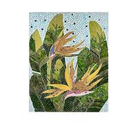 Beliani Décoration Murale Multicolore en Verre et MDF 70 x 90 cm Plantes et Fleurs Merangin