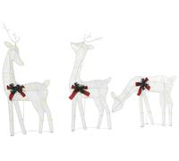 Beliani Décorations de Noël LED Rennes 92 cm en Acier et Coton Blanc Angeli