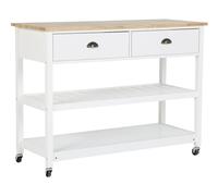 Beliani - Desserte de Cuisine - Navarino - en MDF et Bois d'Hévéa, Blanc et