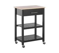 Beliani Desserte de Cuisine Noir en Bois à roulettes avec 2 Etagères et 1 Tiroir Foggia