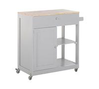 Beliani Desserte de Cuisine sur roulettes avec Tiroirs et Placard Fermé en MDF et Bois d'Hévéa MDF Gris