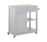 Beliani Desserte de Cuisine sur roulettes avec Tiroirs et Placard Fermé en MDF et Bois d'Hévéa MDF Gris