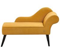 Beliani Divan Côté Droit Chaise Longue de Salon Bois d'Hévéa et Contreplaqué en Tissu Moutarde Biarritz