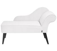 Beliani Divan Côté Droit en Tissu Blanc Chaise Longue de Salon Bois d'Hévéa et Contreplaqué Biarritz