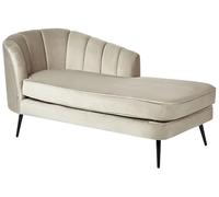 Beliani Divan Côté Gauche Beige en Velours Bois d'Eucalyptus et Métal Dossier Coquillage Allier