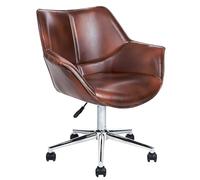 Beliani Élégant Fauteuil de Bureau Pivotant à Hauteur Réglable en Cuir PU Marron Newdale