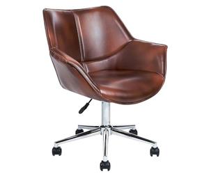 Beliani Élégant Fauteuil de Bureau Pivotant à Hauteur Réglable en Cuir PU Marron Newdale