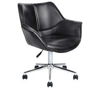 Beliani Élégant Fauteuil de Bureau Pivotant à Hauteur Réglable en Cuir PU Noir Newdale
