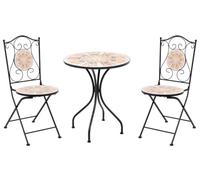 Beliani Ensemble Bistrot de Jardin Table et 2 Chaises en Métal Mosaïque Céramique Multicolore Settala