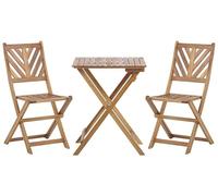 Beliani Ensemble Bistrot Pliant Marron Acacia pour 2 Personnes Set Terrasse