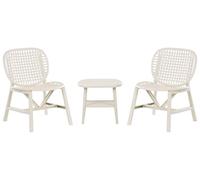 Beliani Ensemble Bistrot Table et Chaises Basses pour Jardin Matériau Synthétique Blanc Cassé Sicelle