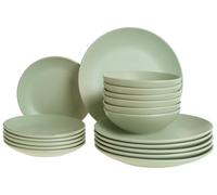 Beliani Ensemble de 18 Pièces de Vaisselle en Grès Fait Main Finition Emaillé Vert Vivani