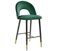 Beliani Ensemble de 2 Chaises de Bar Rétro en Velours Vert Émeraude Pieds en Acier Noir Détails Dorés Falton