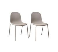 Beliani Ensemble de 2 Chaises de Conférence Bureau Moderne Pieds en Fer Dossier Plastique Siège Polyester Taupe Dorr
