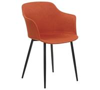 Beliani Ensemble de 2 Chaises de Repas Rembourrées en Tissu Polyester Orange Pieds Métal Elim