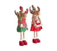 Beliani Ensemble de 2 Décorations de Noël en Tissu en Forme de Renne Télescopique Figurine Décorative Multicolore Uldalsana
