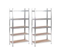 Beliani Ensemble de 2 Etagères Moderne Métallique Extérieur Jardin Garage Autoportante 5 Niveaux Argenté Xitta
