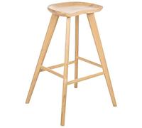 Beliani Ensemble de 2 Tabourets de Bar en Bois d'Hévéa Style Rétro Cuisine Salle à Manger Marron Clair Cando