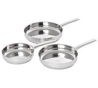 Beliani Ensemble de 3 Poêles à Frire en Acier Inoxydable 3 Tailles Différentes avec Poignées Toutes Cuisinières Argenté Primecook