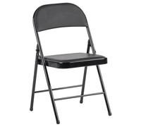 Beliani Ensemble de 4 Chaises Pliantes Cuir PU avec Structure Métallique Assise et Dossier Rembourrés Noir Shasta
