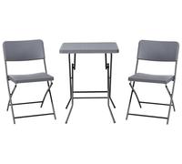 Beliani Ensemble de Bistro en Matière Synthétique Table et 2 Chaises Pieds en Acier Pliable Résistant aux Intempéries Gris Trappeto