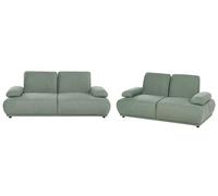 Beliani Ensemble de Canapés 3 + 2 Places en Tissu avec Accoudoirs et Dossier Réglables Pieds en Bois Meuble Salon Moderne Vert Clair Nacka