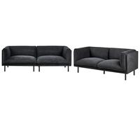 Beliani Ensemble de Canapés 3 + 2 Places Rembourrés Pieds en Métal Mobilier Salon en Tissu Polyester Noir Vorgod