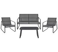 Beliani Ensemble de Jardin 4 Places Canapé et Chaises Style Industriel en Métal Noir Barrea