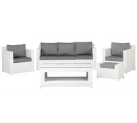 Beliani - Ensemble de Jardin - Roma - 4 Places, en Rotin, Blanc et Gris