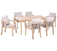 Beliani Ensemble de Salle à Manger de Jardin Rustique en Bois d'Acacia avec Table et 6 Chaises Marron Clair Manado/Sumba