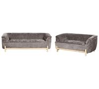 Beliani Ensemble de Salon 5 Places Moderne en Tissu Chenille Pieds en Bois Canapé 2 et 3 Places Marron Alnor