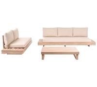 Beliani Ensemble de Salon de Jardin avec Table 5 Places Beige