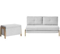 Beliani Ensemble de Salon Moderne en Tissu Canapé Fonction Couchage et Banc de Rangement Pieds en Fer Gris Edland