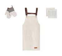 Beliani Ensemble de Textiles de Cuisine avec Tablier et Gants Beige Lactuca